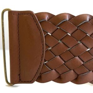 NY&Co brown braided faux leather stretch belt NWT